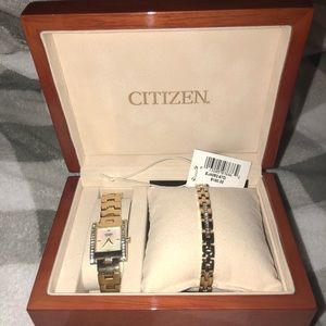 Citizen gold watch and bracelet